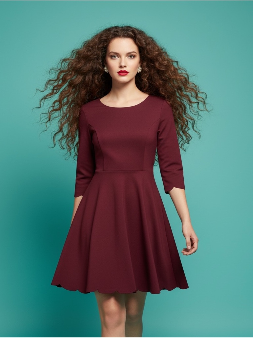 Beautiful Lulus Burgundy Red Skater Dress - Size S